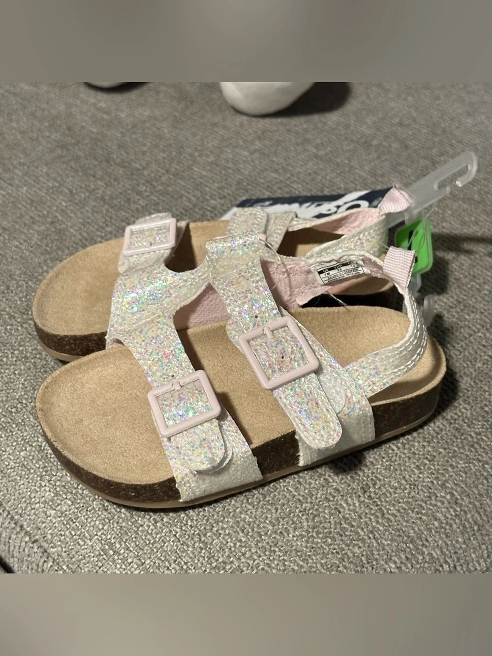 OshKosh B'gosh Girls' Glitter Double-Buckle Sandals - Iridescent Pink